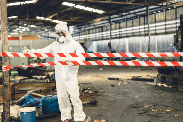 Professional Sewage Cleanup technician working in Milford, NJ